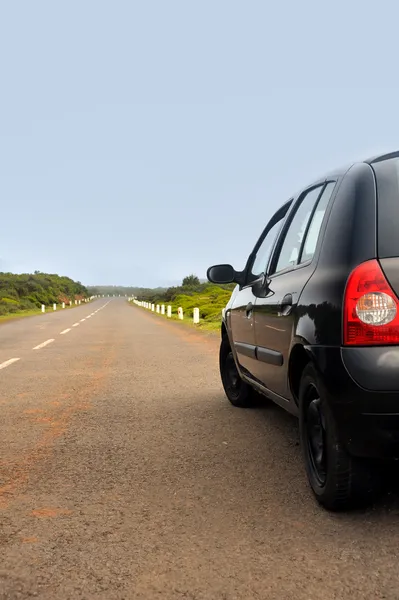 stock image Car parked on road , Plateau of Parque natural de Madeira, Madeira island,