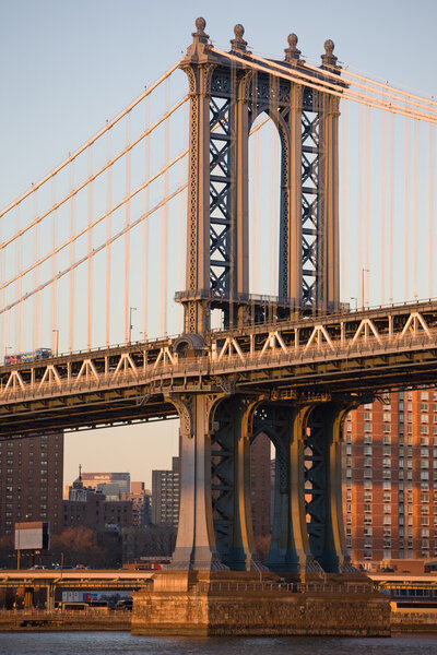 Manhattan Bridge in New York City, on Brooklyn side