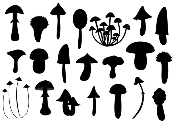 Mushroom silhouettes — Stock Vector