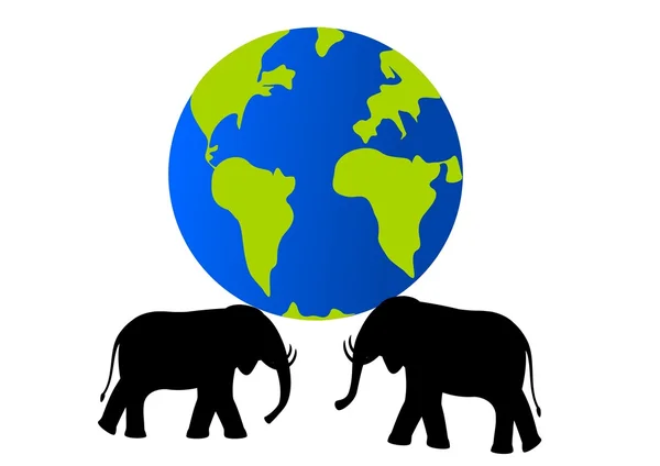 Elefanter bär jorden på deras bör — Stockfoto