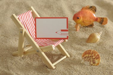 Blank note at beach clipart