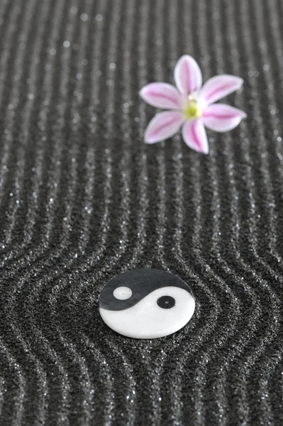 Jardin zen avec yin et yang — Photo