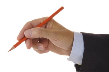 Red pen in hand clipart