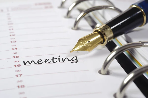 Meeting date in diary — Stock Photo, Image