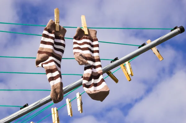 Socks on a washing line — Stock Photo, Image
