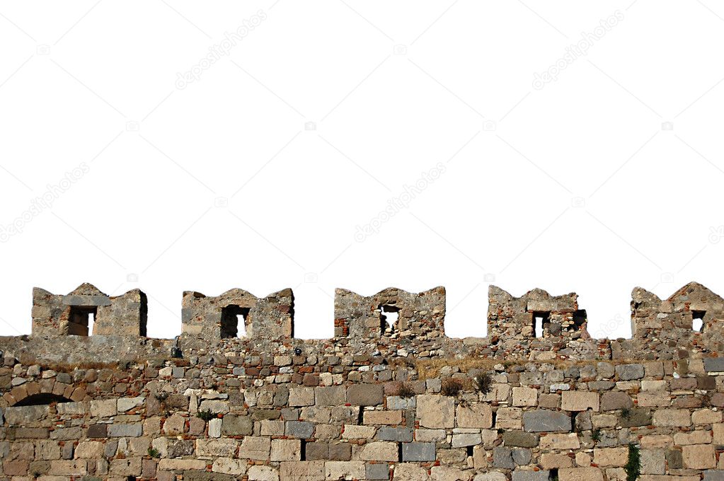 Isolated castle wall battlements of Kos