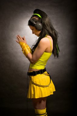 Girl in yellow - cybergoth style clipart