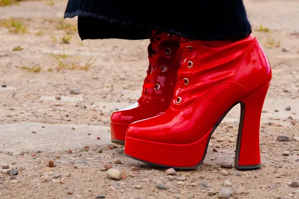 Red latex boots — Stock Photo, Image