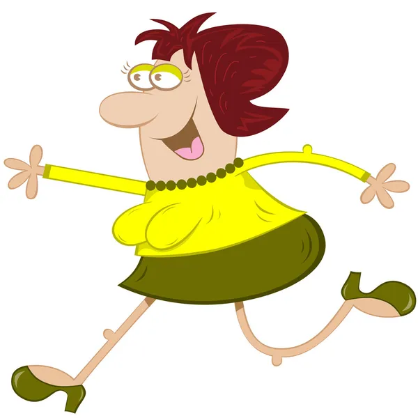 Žena běžící kreslená postavička — Stockový vektor