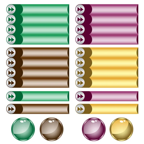 Webová tlačítka různých barev a tvarů — Stockový vektor