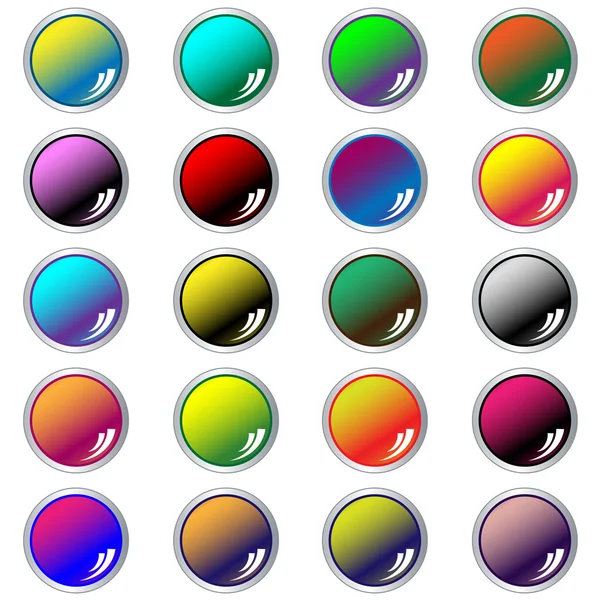 Boutons web ronds couleurs assorties — Image vectorielle