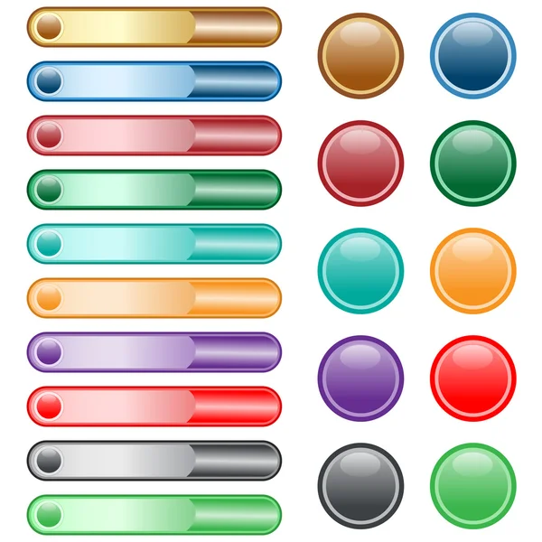 Web 按钮设置在各种各样的颜色 — 图库矢量图片