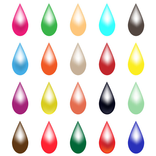 Капли дождя блестящие разных цветов