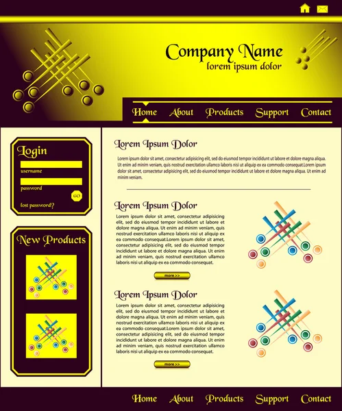 Website vorlage design braun gold — Stockvektor