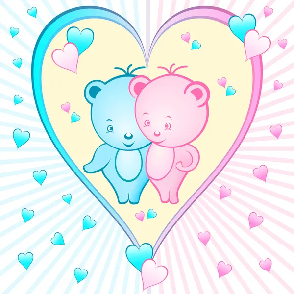 Cute bear cartoons in a heart — Stock Vector
