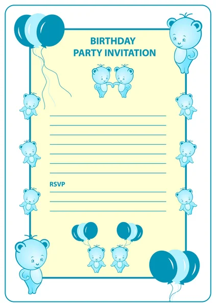 Childs'ın doğum günü partisi davetiyesi kartı — Stok Vektör