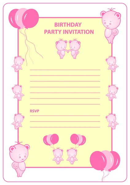 Barnets födelsedag party inbjudningskort — Stock vektor
