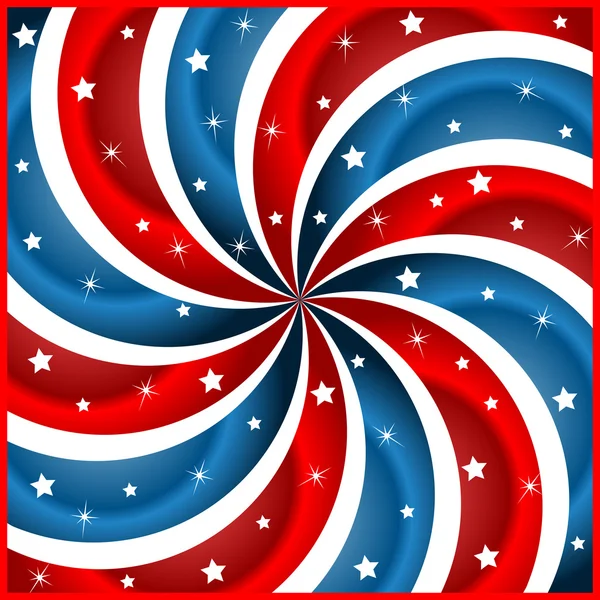 Amerikaanse vlag sterren en swirly strepen — Stockvector