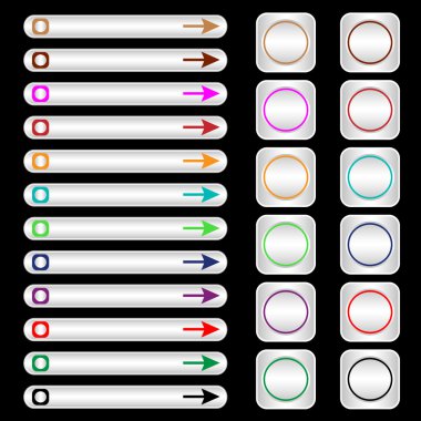 Web buttons set in silver white clipart