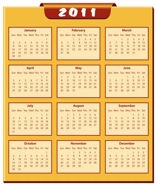 Kalender 2011 år — Stock vektor