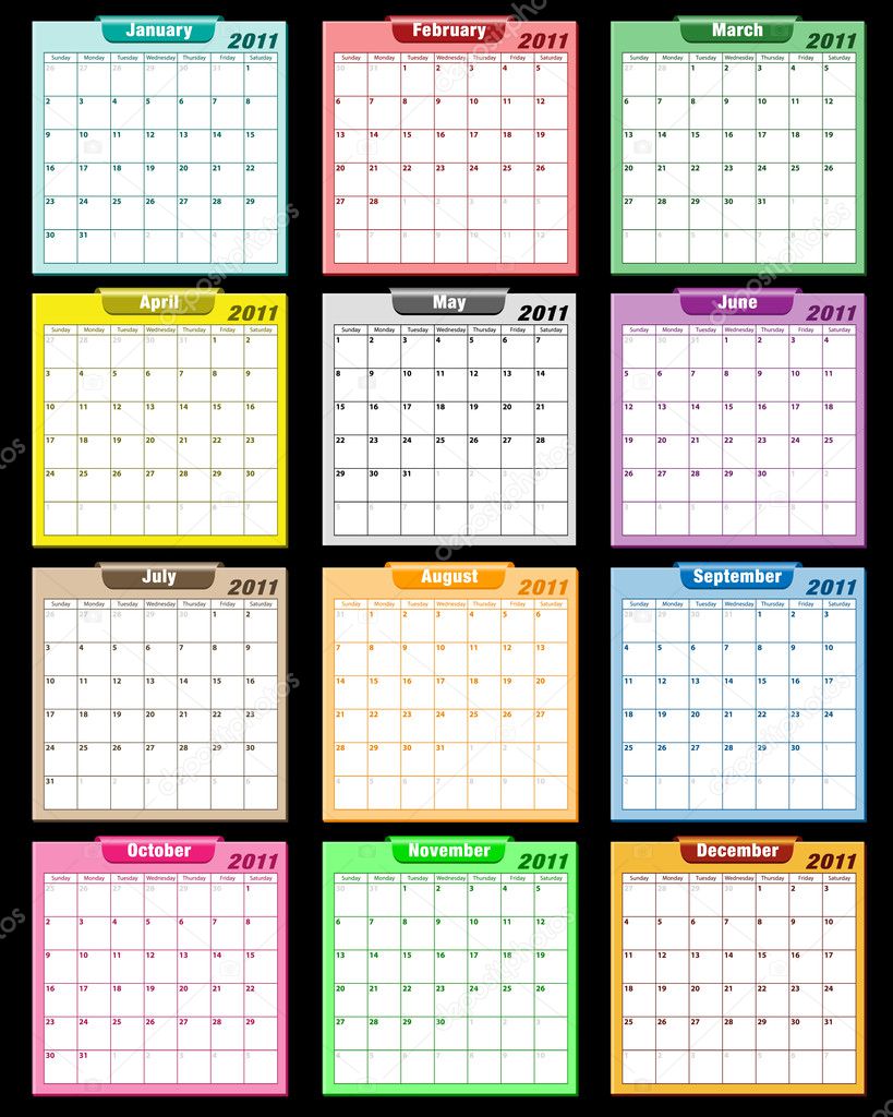 Calendar 2011 assorted colors