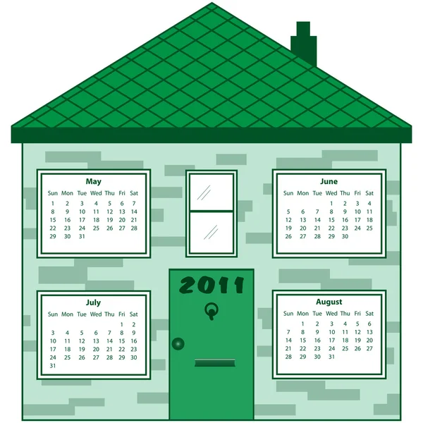 Calendar 2011 in a green house — Stock Vector