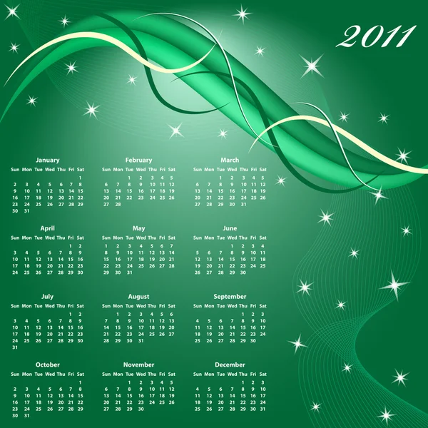 Calendario 2011 año — Vector de stock