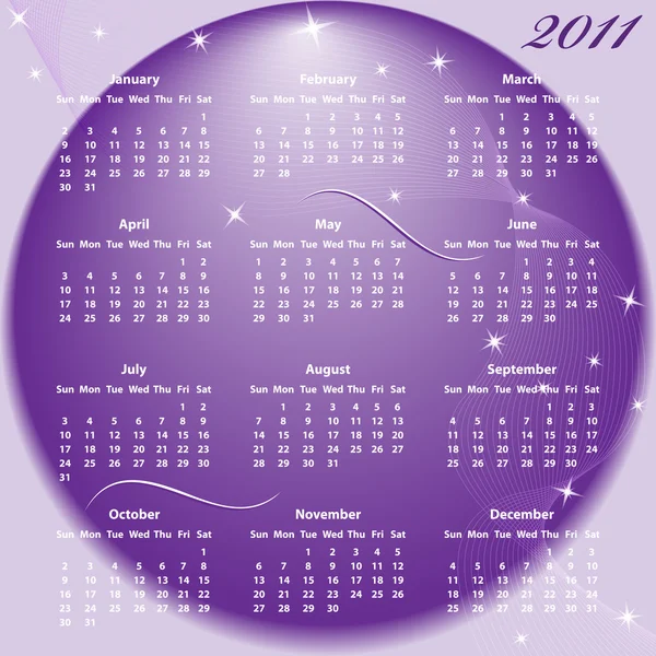 Calendrier 2011 année complète — Image vectorielle