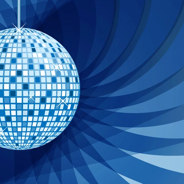 Boule disco bleue sur fond abstrait — Image vectorielle