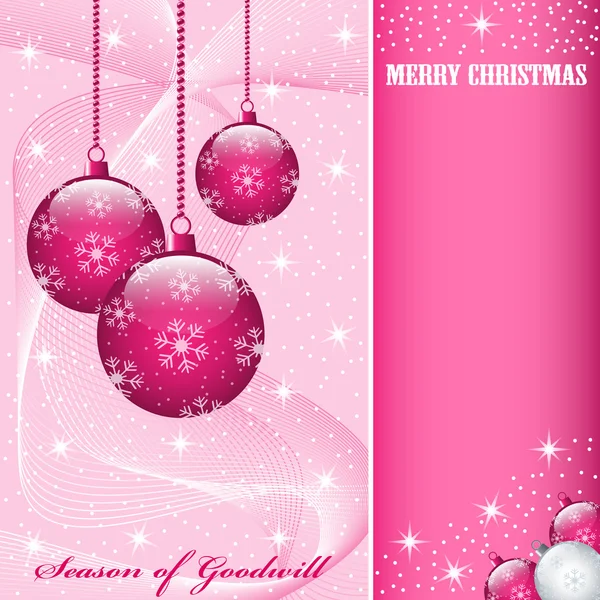クリスマス ボールのピンクの装飾 — ストックベクタ