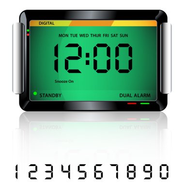 Digital alarm clock green clipart