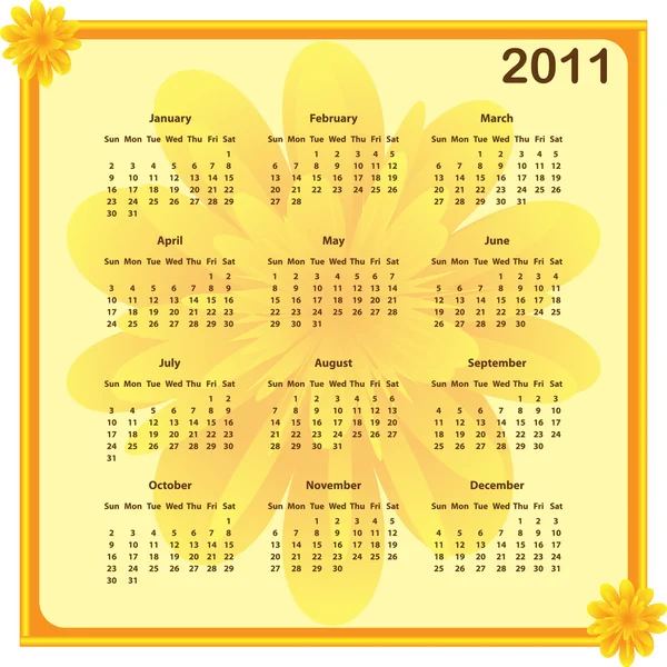 Kalendarz 2011 rok — Wektor stockowy