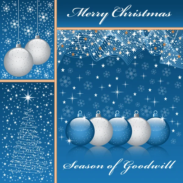 圣诞球和树上蓝色 — 图库矢量图片