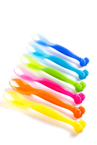 Renkli plastik çatal bıçak takımı — Stok fotoğraf