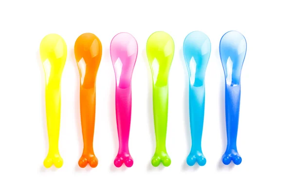 Kleurrijke plastic bestek — Stockfoto