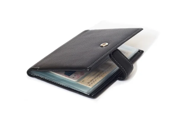 Řidičský průkaz v kožené peněženky. — Stock fotografie