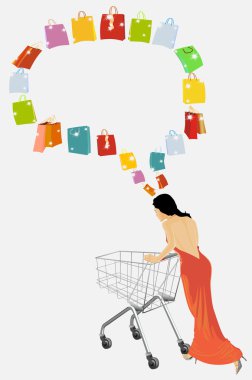 The woman plans purchases. clipart