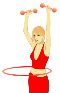 The girl practises with a hoop clipart