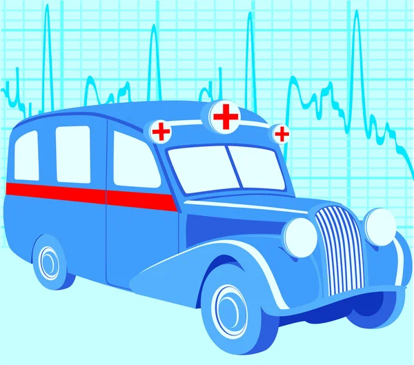 Velho carro ambulância — Vetor de Stock