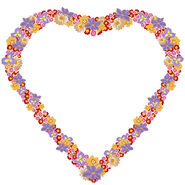 Símbolo de coração de flores — Vetor de Stock