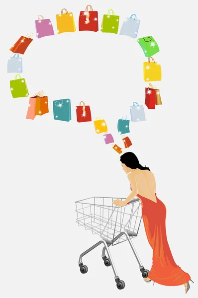 Žena plánuje nákupy. — Stockový vektor