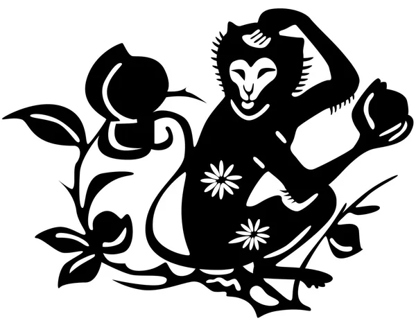 Ancient Japanese tattoo of monkey. — Stok Vektör