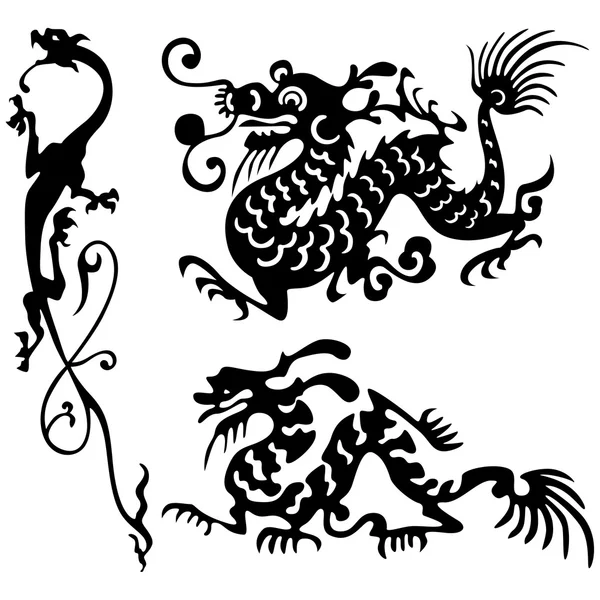 stock vector Tattoo of dragons.