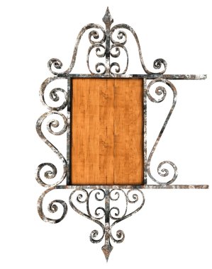 Beautiful old iron and wooden signboard clipart