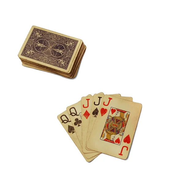 Old poker playing cards — Stock Photo, Image