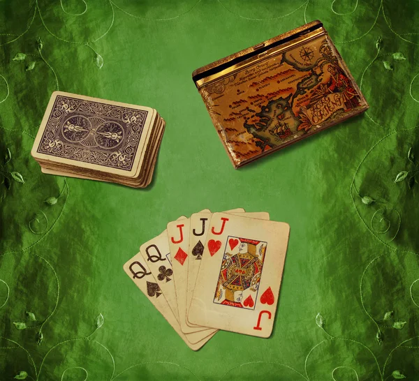 Gamla poker spelkort — Stockfoto