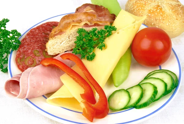 Ham and cheese snack — Stock Photo, Image
