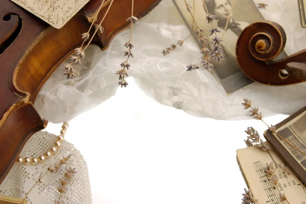 Bordo vintage con violino — Foto Stock