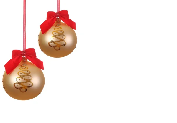 Bolas de Natal com fita vermelha — Fotografia de Stock