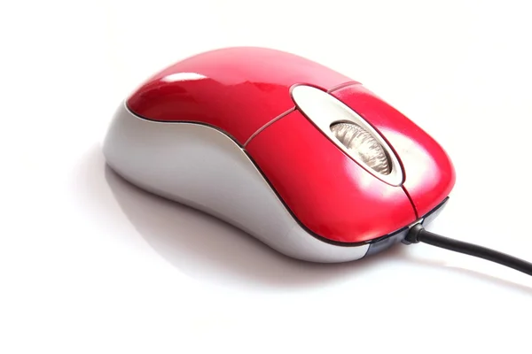 Nuevo ratón de ordenador rojo y plata —  Fotos de Stock